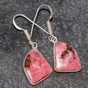 Rhodonite Gemstone 925 Sterling Silver Handmade Drop Dangle Earrings